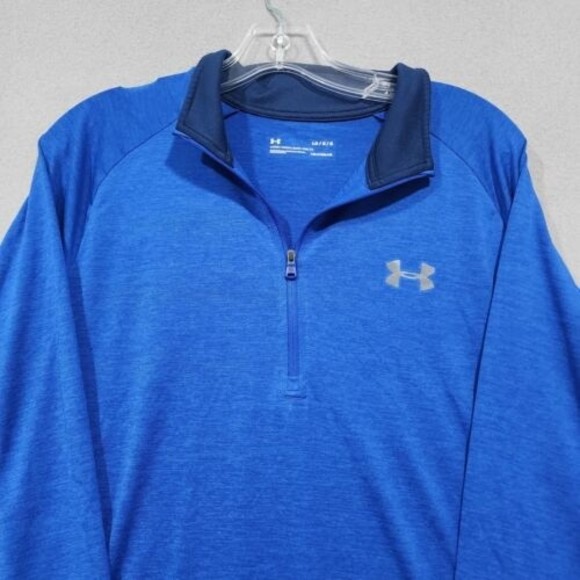 Under Armour Polo Shirt Mens Large Blue HeatGear Loose Long Sleeve - Picture 4 of 15